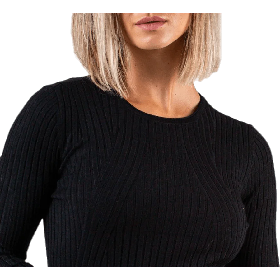 Natalia L/S Rib Pullover Knt Black - Image 2