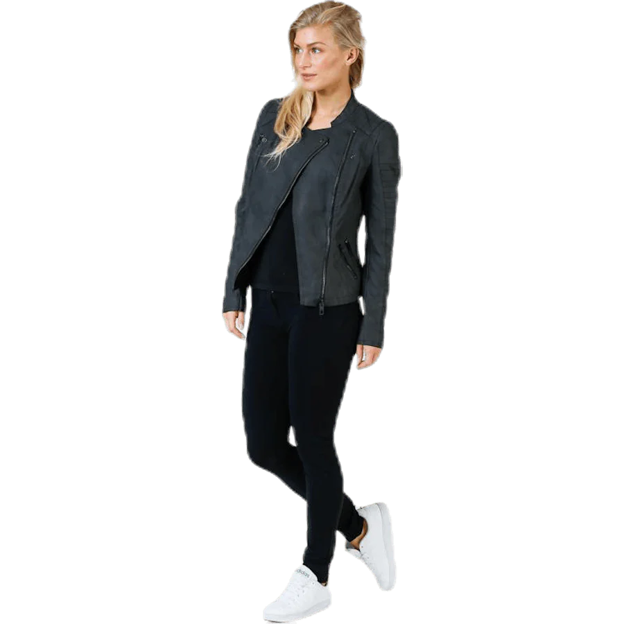 Ava Faux Leather Biker Otw Black - Image 4