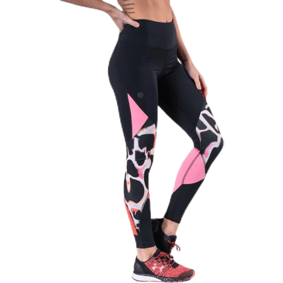 UA Rush Print Color Block Leggings Black - Image 2