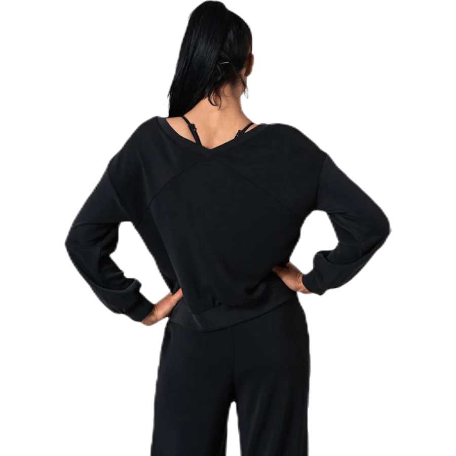 Gaia L/S V-Neck Top Swt Black - Image 3