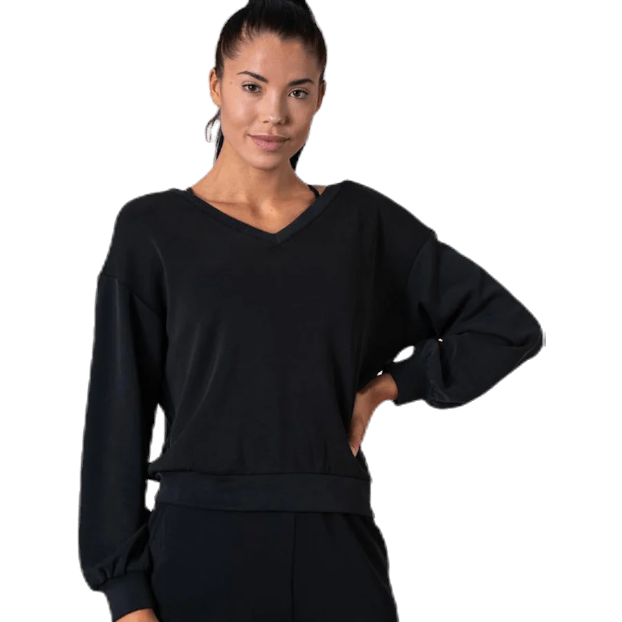 Gaia L/S V-Neck Top Swt Black - Image 4