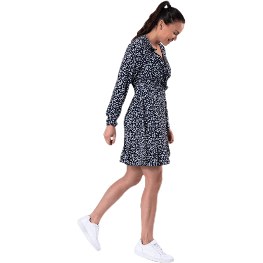 Carly L/S Wrap Short Dress Wvn Blue
