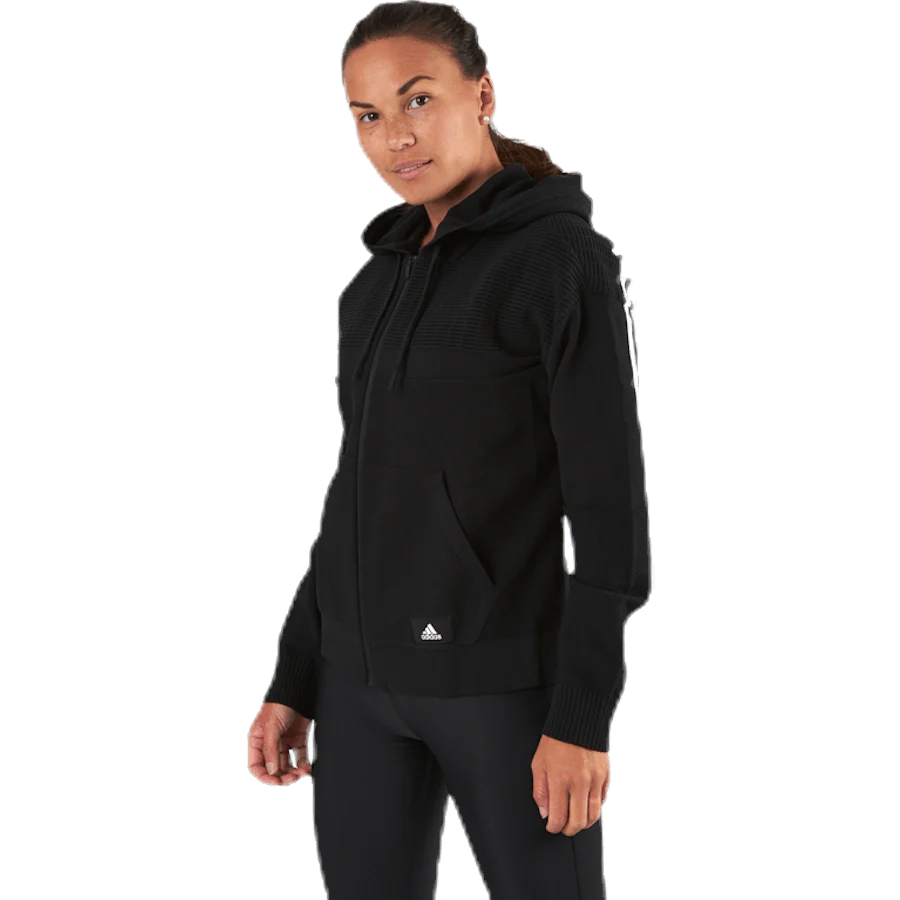 Knit V Hoodie Black - Image 4