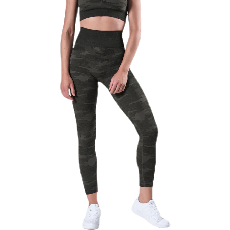 Fitness Seamless Tights 7/8 Patterned/Green