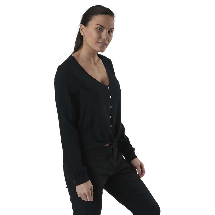 Nina Life L/S Tie Shirt Wvn Black - Image 2