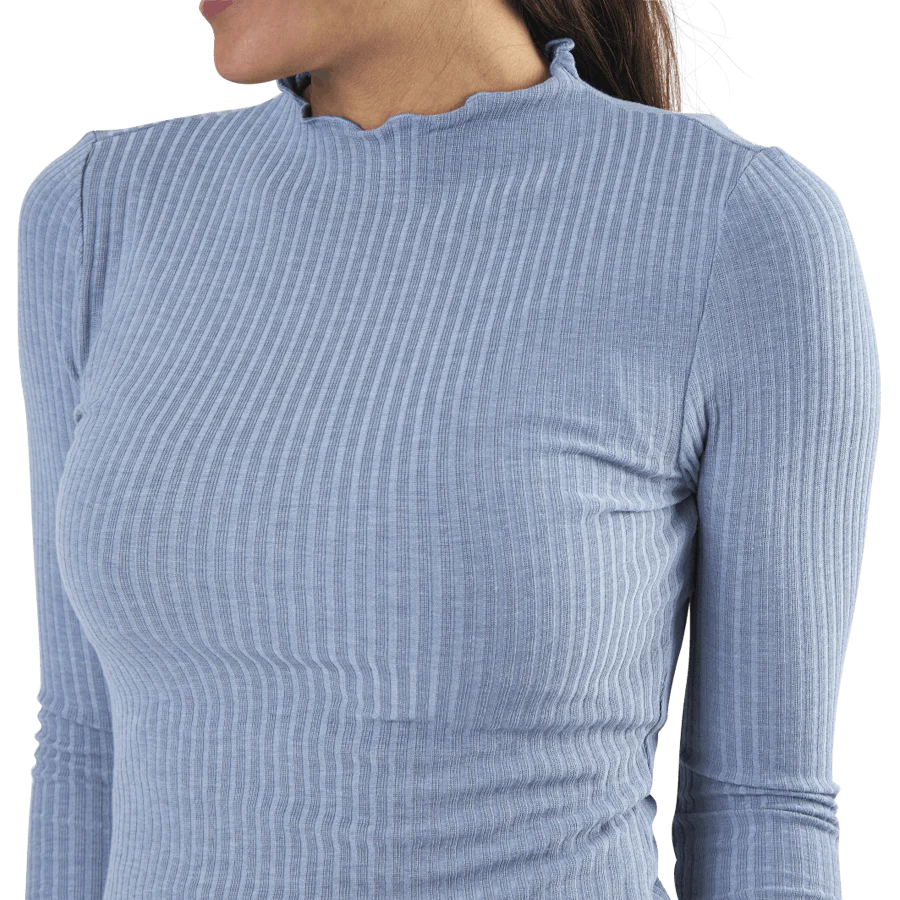 Emma L/S High Neck Top Jrs Beige - Image 2