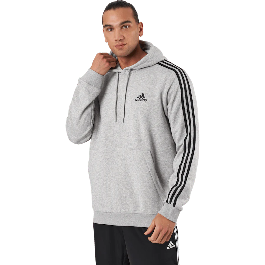 Essentials Fleece 3-Stripes Hoodie Medium Grey Heather - Image 2