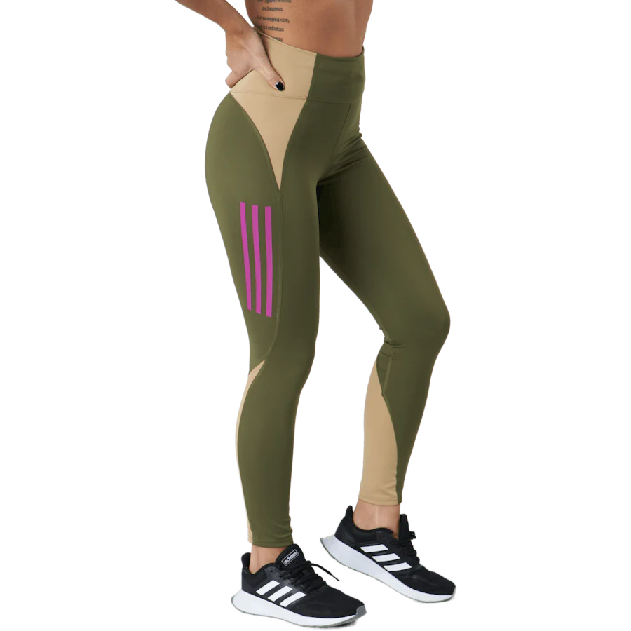 Own The Run Block 7/8 Running Leggings Women Focus Olive / Beige Tone - Image 2