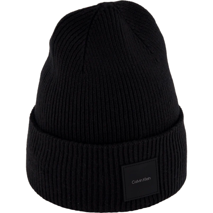 Cotton/wool Fine Rib Beanie Beh Ck Black - Image 3