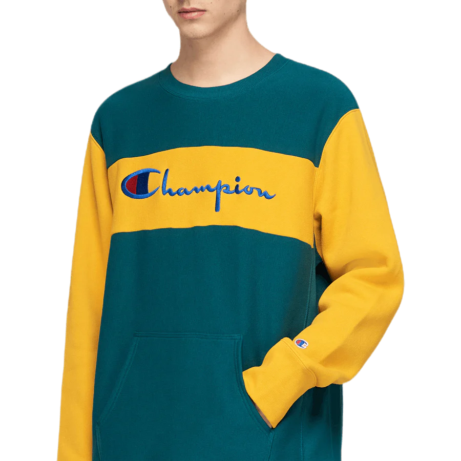 Color Block Crewneck Sweatshir Green - Image 2