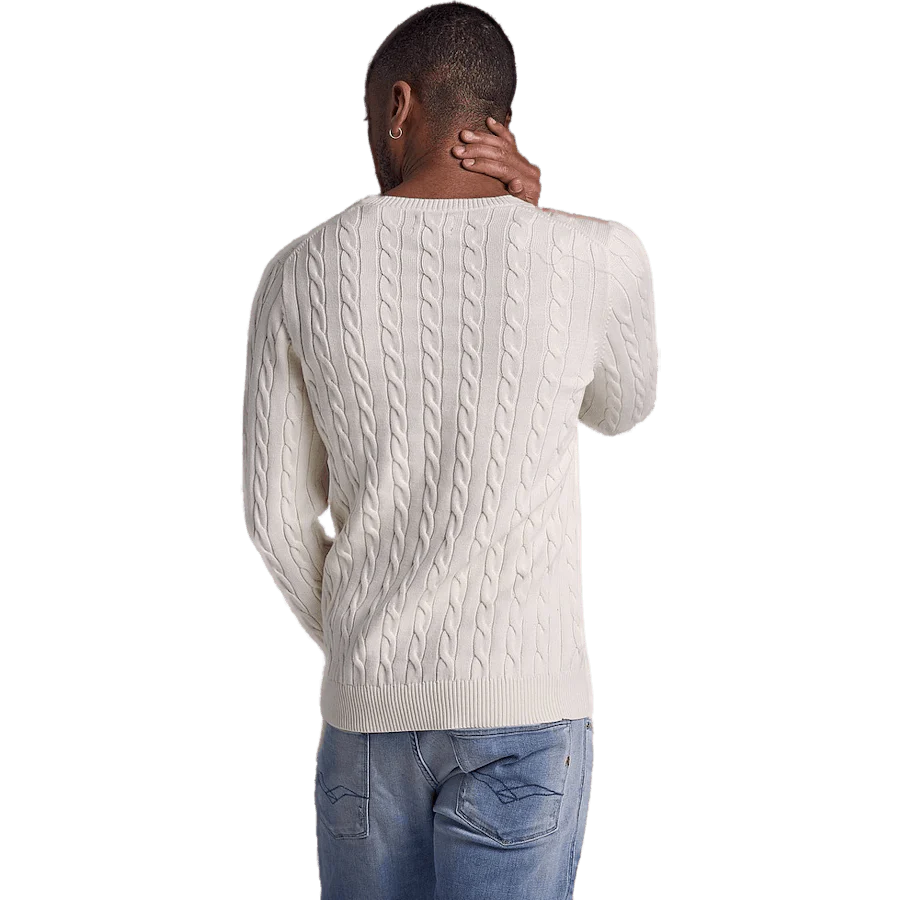 Cotton Cable C-neck Cream