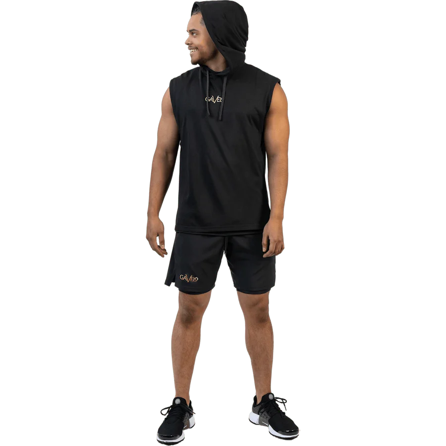 Power Sleeveless Hoodie Black&gold - Image 2