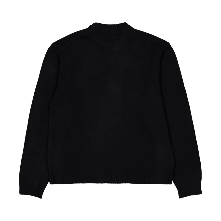 Intarsia Logo Crewneck Knit Black - Image 2