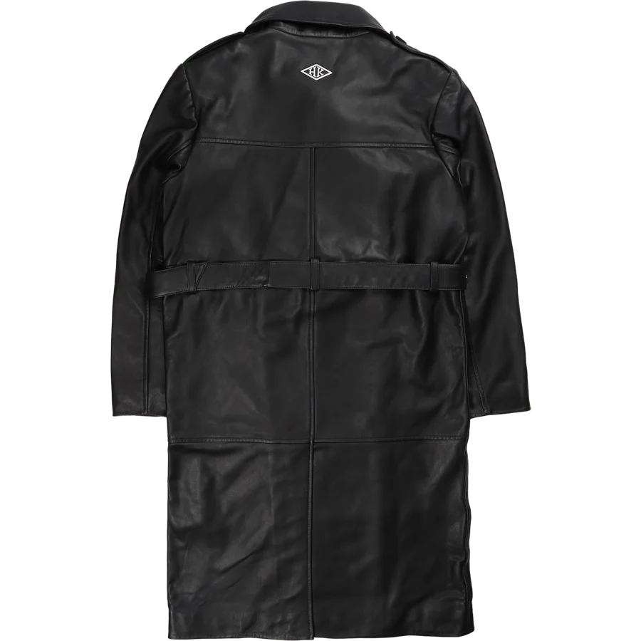 Slim Trench Coat Black Leather - Image 3