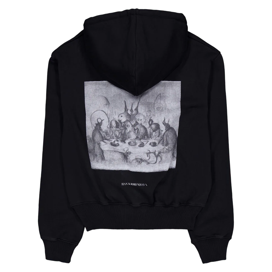 Supper Cropped Relaxed Hoodie Black - Image 2