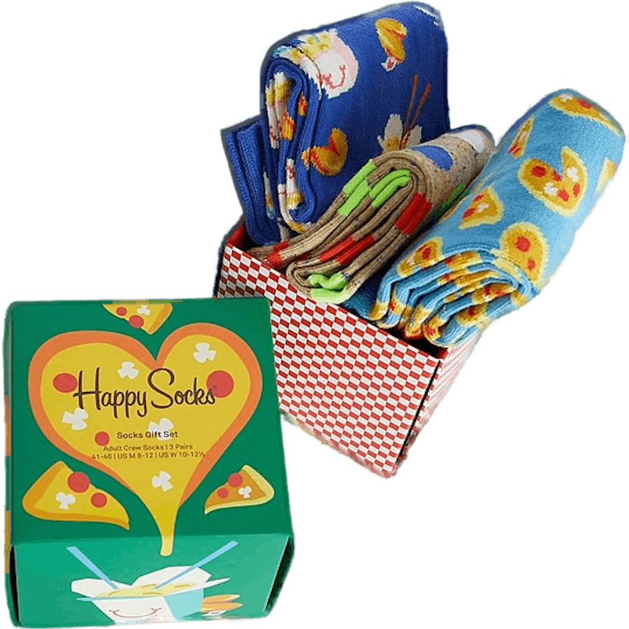 3-pack Pizza Love Socks Gift S Multi Color