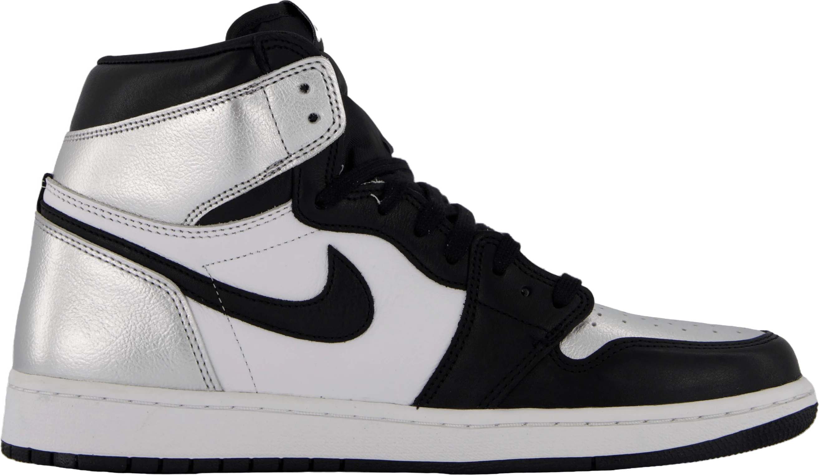 Wmns Air Jordan 1 High Og Black/black-metallic Silver-wh - Image 3