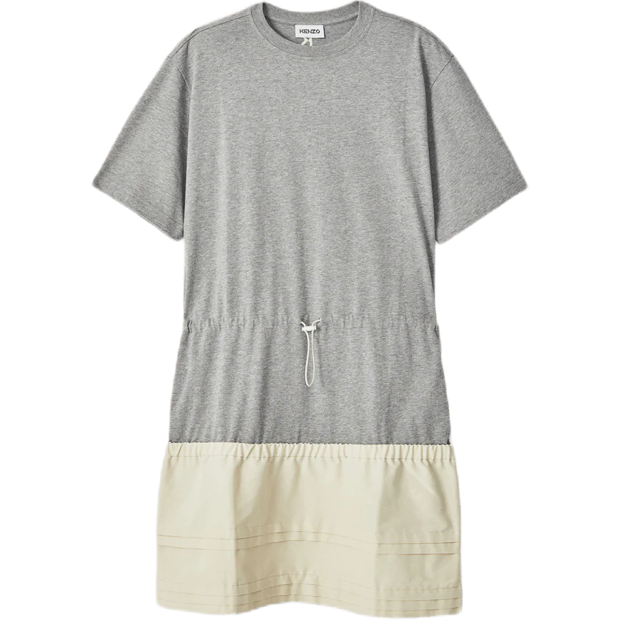 Dual Material T-shirt Dress Gray