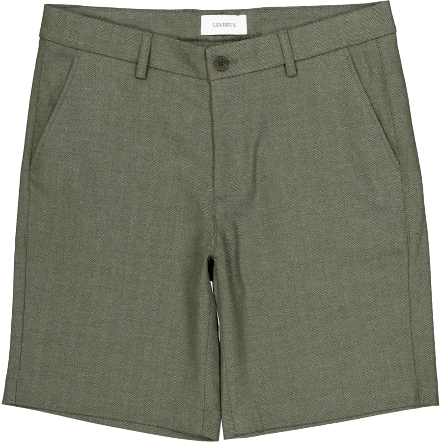 Como Reg Herringbone Shorts Forest Green/chive Green