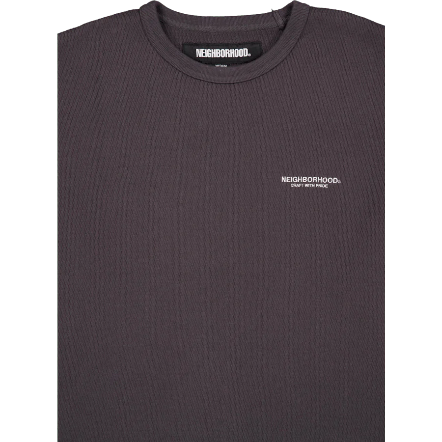 Honeycomb Fabric Crewneck Ls Charcoal - Image 3