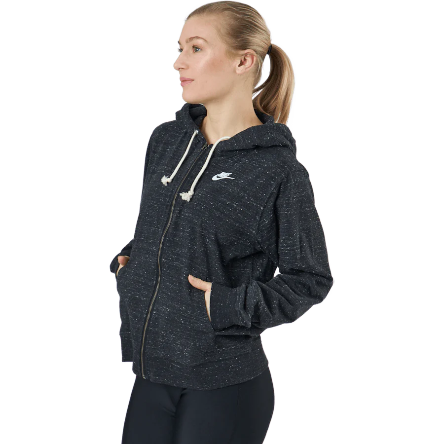 Sportswear Gym Vintage Women's Full-Zip Hoodie BLACK/WHITE - Image 2