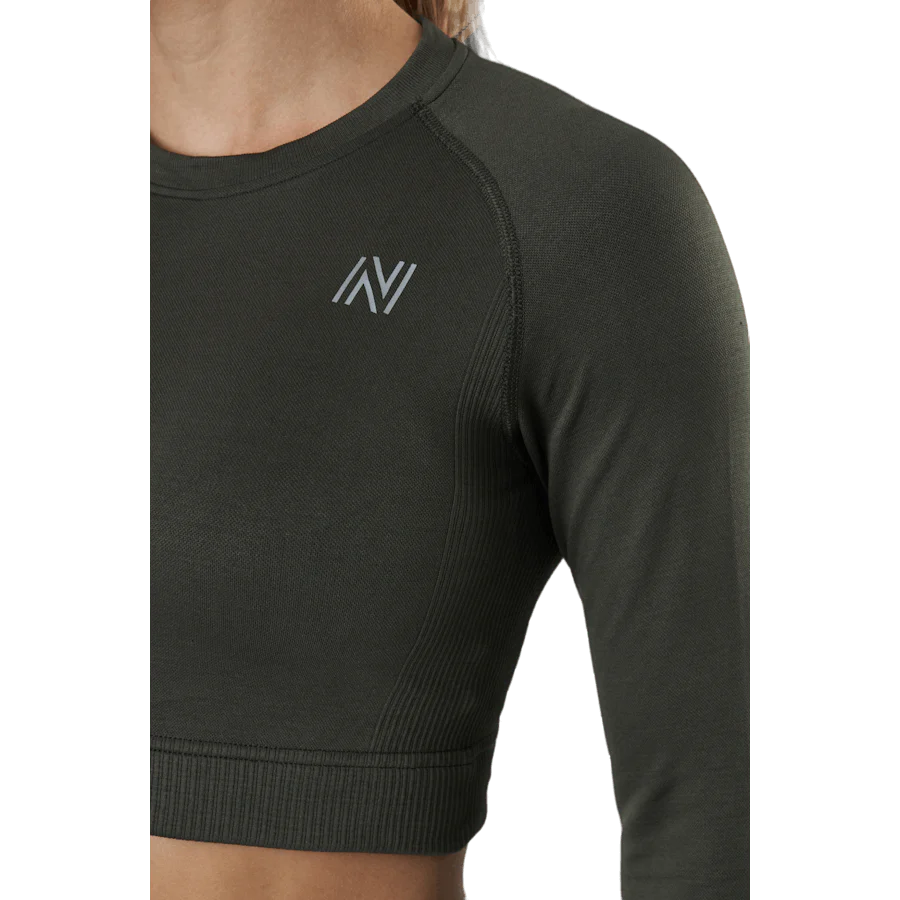 Molly Seamless Ls Crop Top Green - Image 4