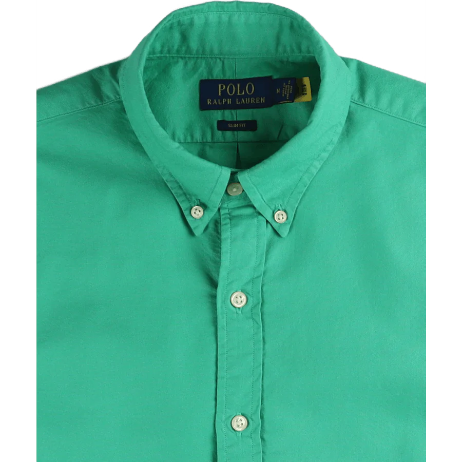 Slim Fit Garment-Dyed Oxford Shirt Cabo Green - Image 3