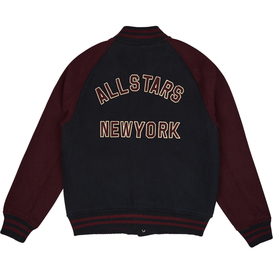 Wool-Blend Letterman Jacket Hunter Navy/Rich Ruby - Image 2