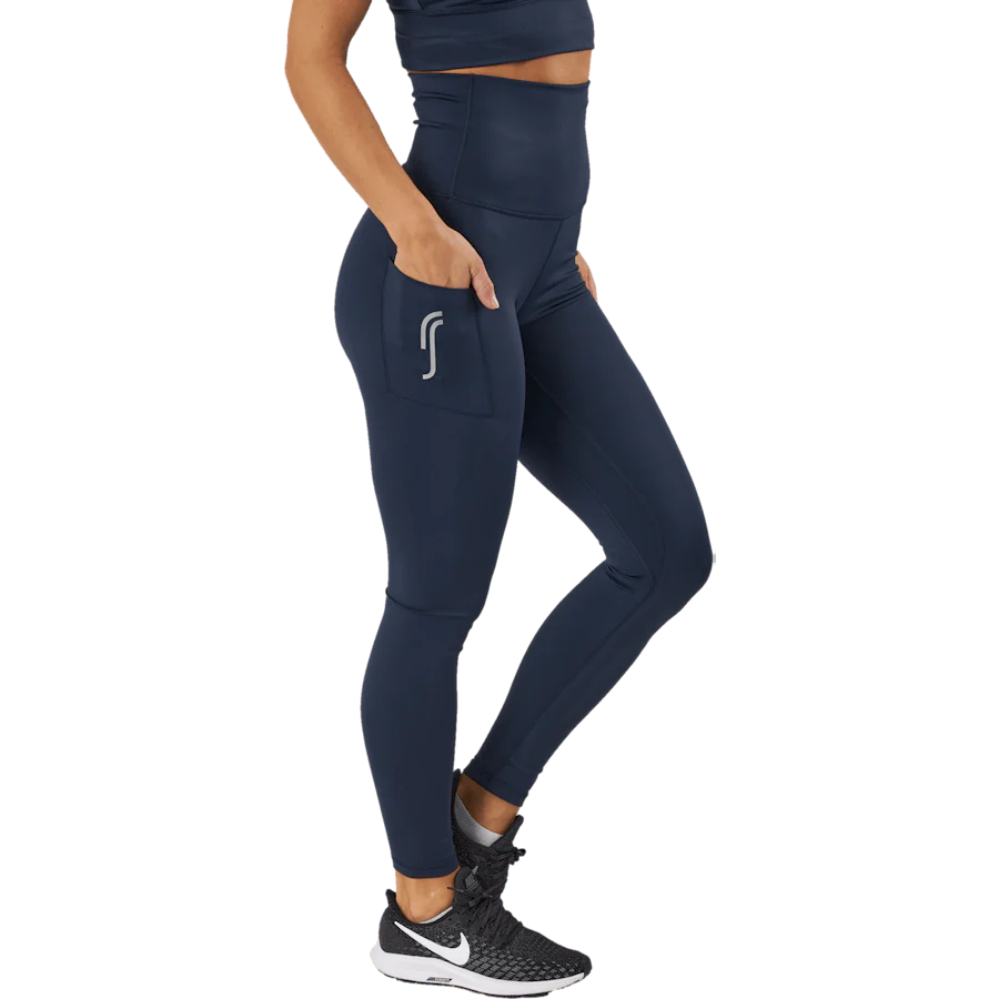 High Waist Tights - Side Pocke Dark Blue - Image 4