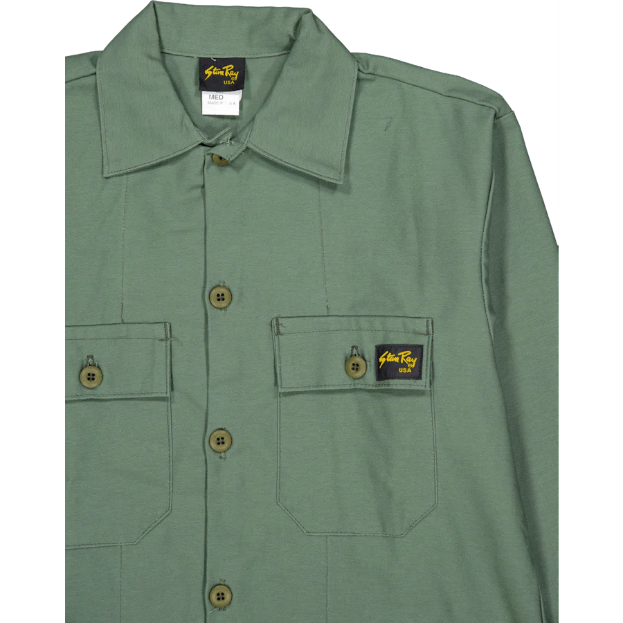 2 Pocket Shirt Olive Sateen - Image 3