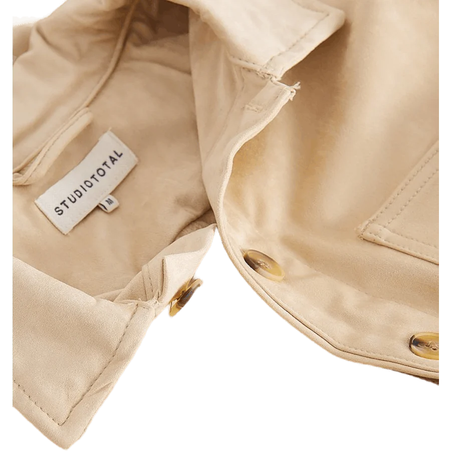 Favourite Fake Suede Overshirt Light Sand - Image 4