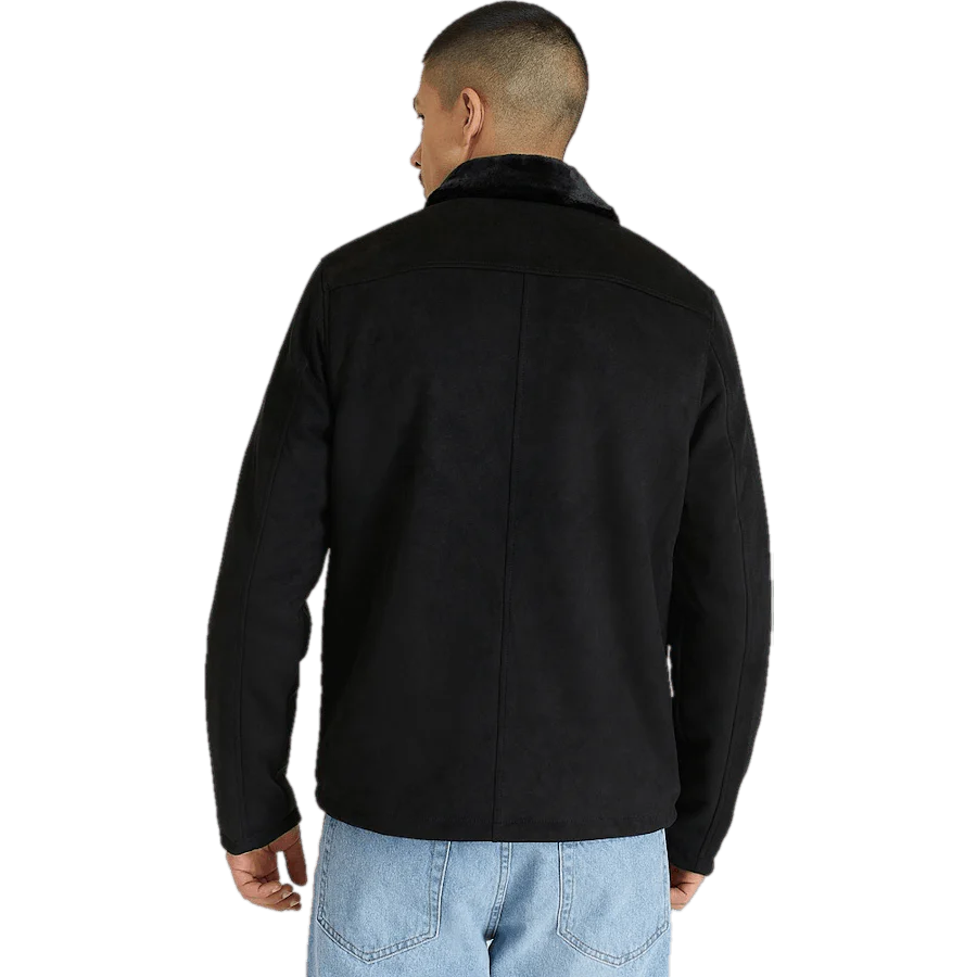 Teddy Fake Suede Jacket Black - Image 2