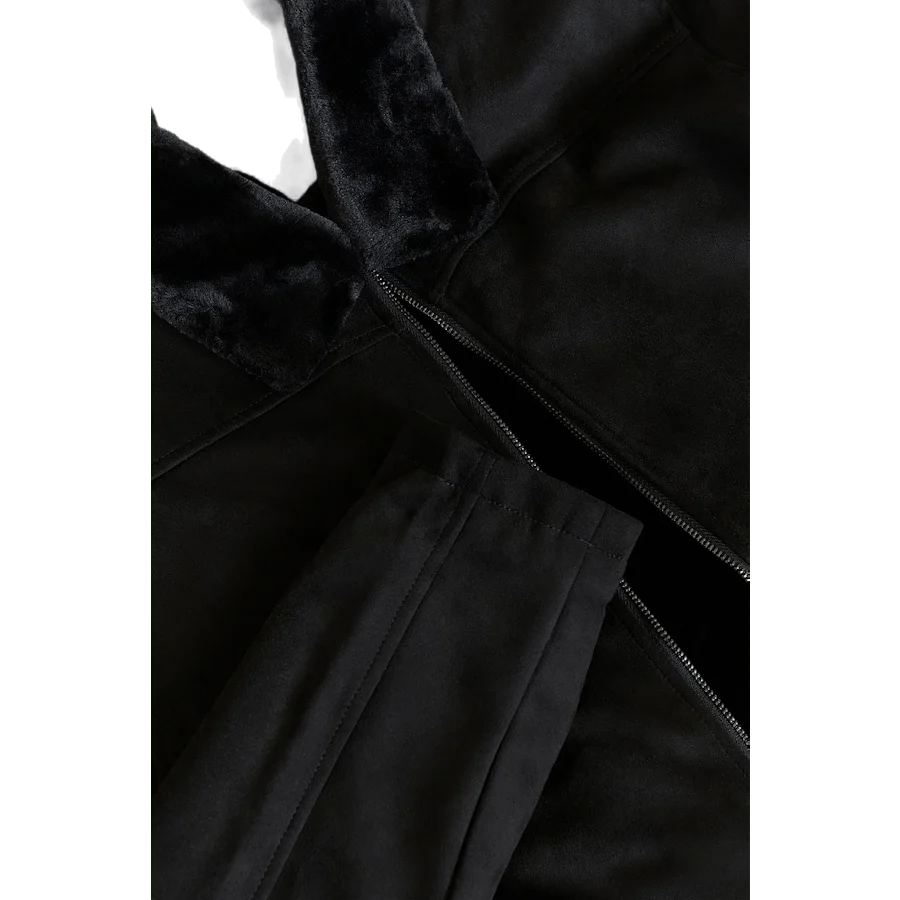 Teddy Fake Suede Jacket Black - Image 4